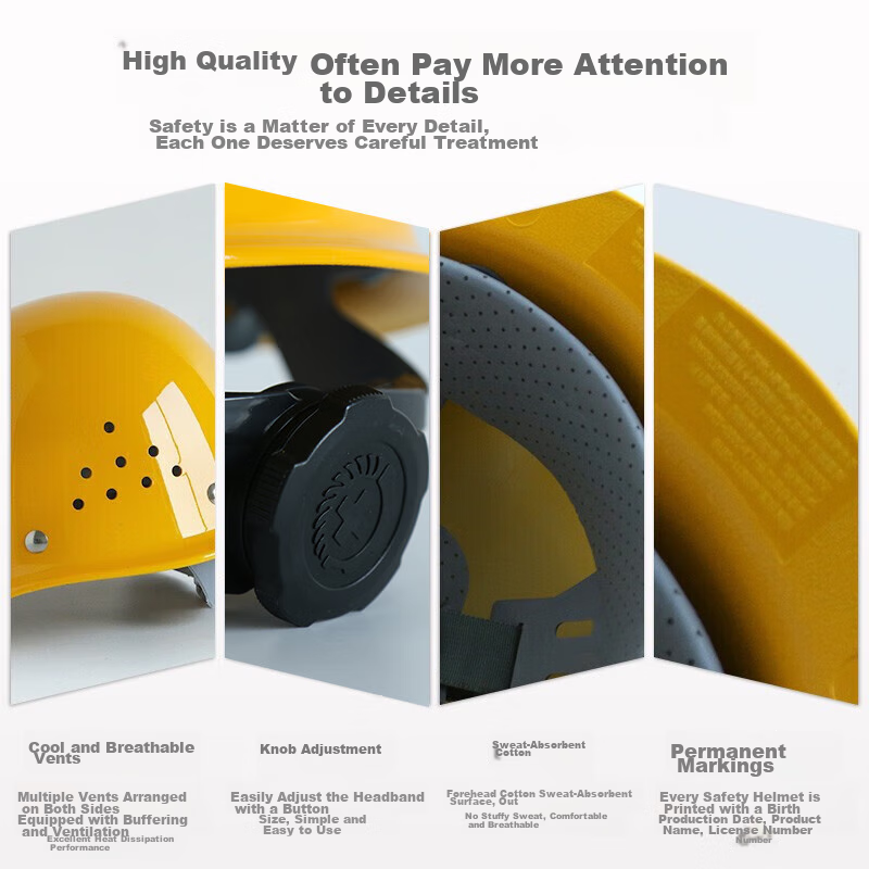 SHOUDUN Safety Helmet, New National Standard ABS Steel Nail Breathable Anti-Smashing, Yellow, Construction Site Engineering Helmet Impact-Resistant, SD-B20 High-Quality Baked Paint Helmet [Knob Version]