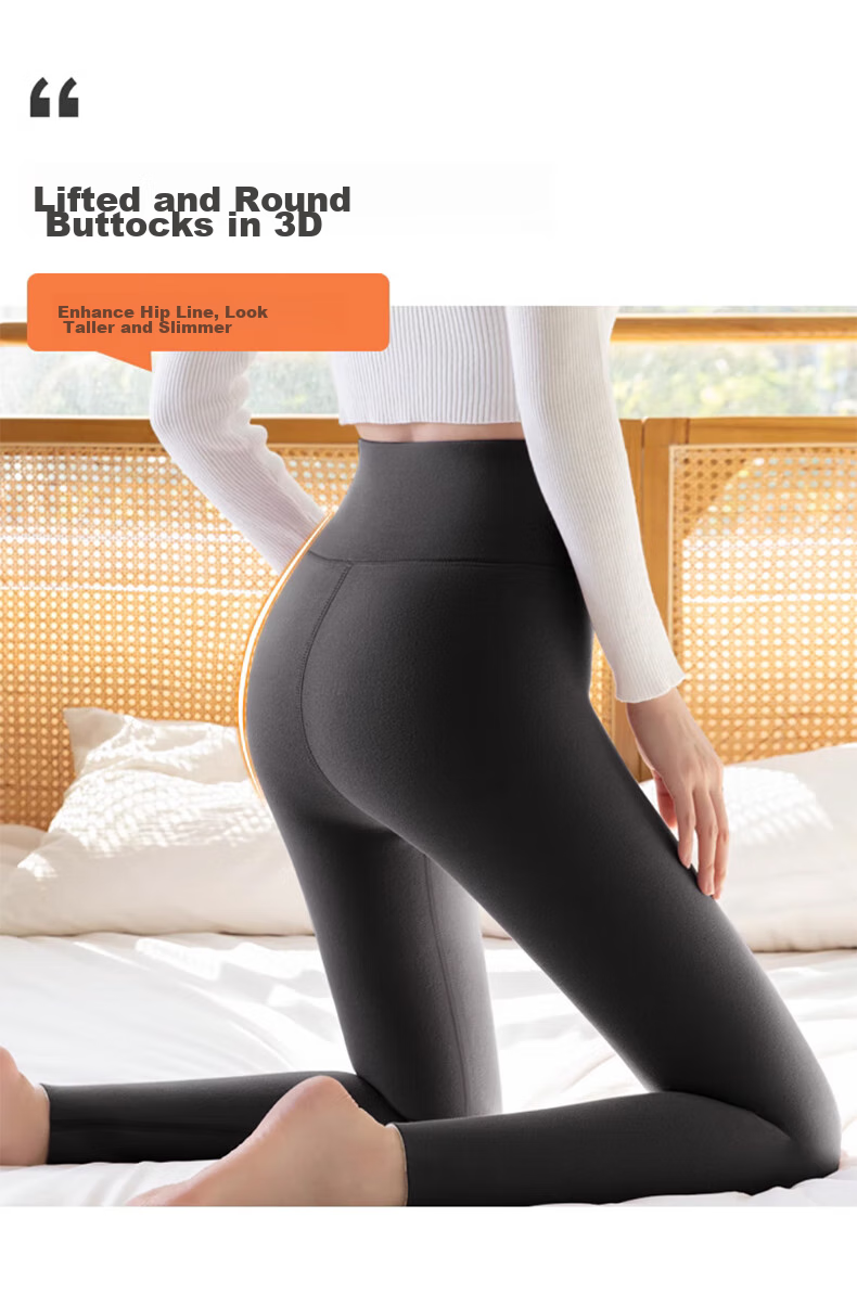 Langsha Women's Autumn Winter Fleece-Lined Thermal Leggings High Waist Slim Thickened Cotton Pants 8