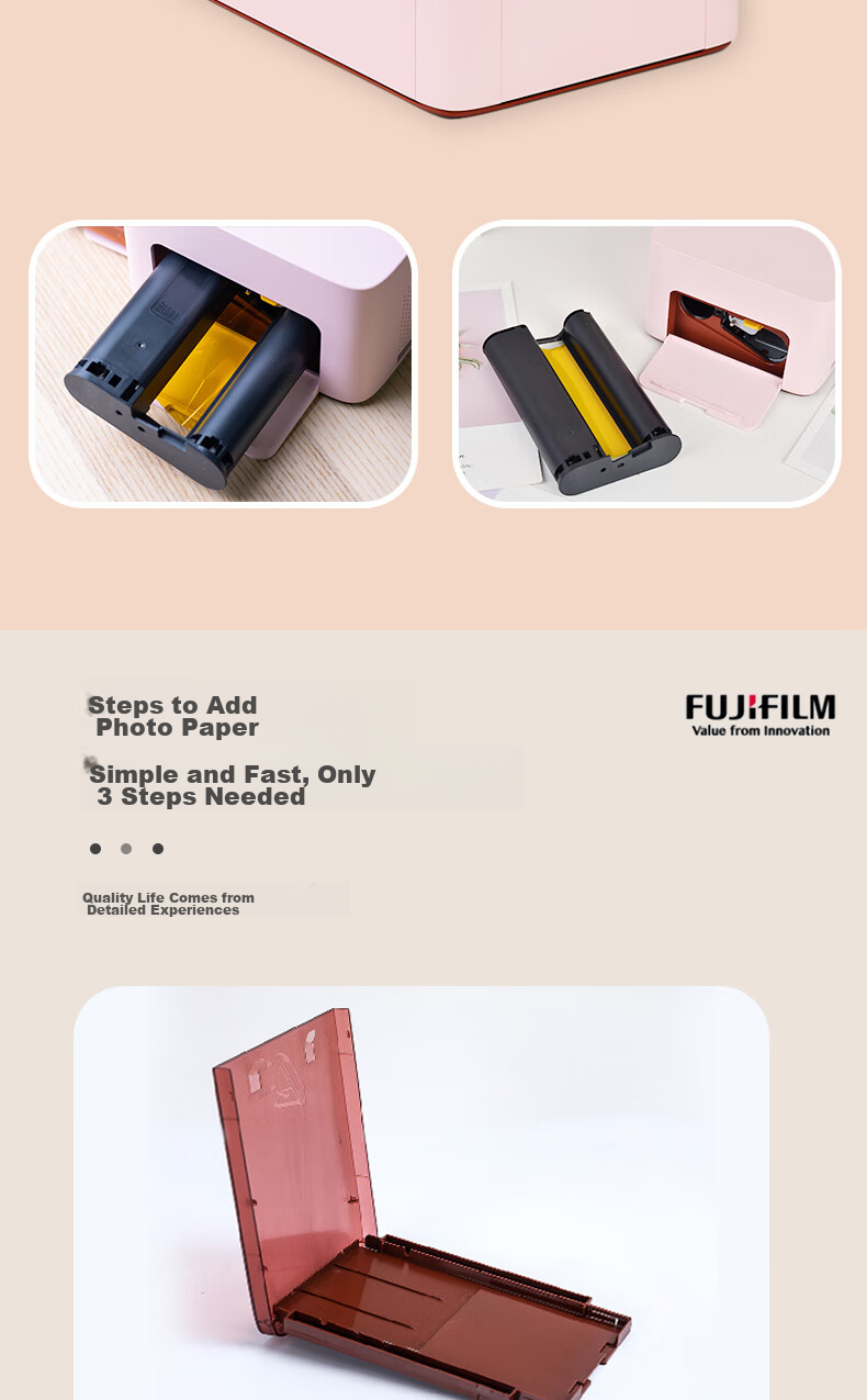 FUJIFILM PSC2D Xiaoqiao Yin II Digital Photo Printer II Consumables Pack: Toner Cartridge + Photo Paper 6