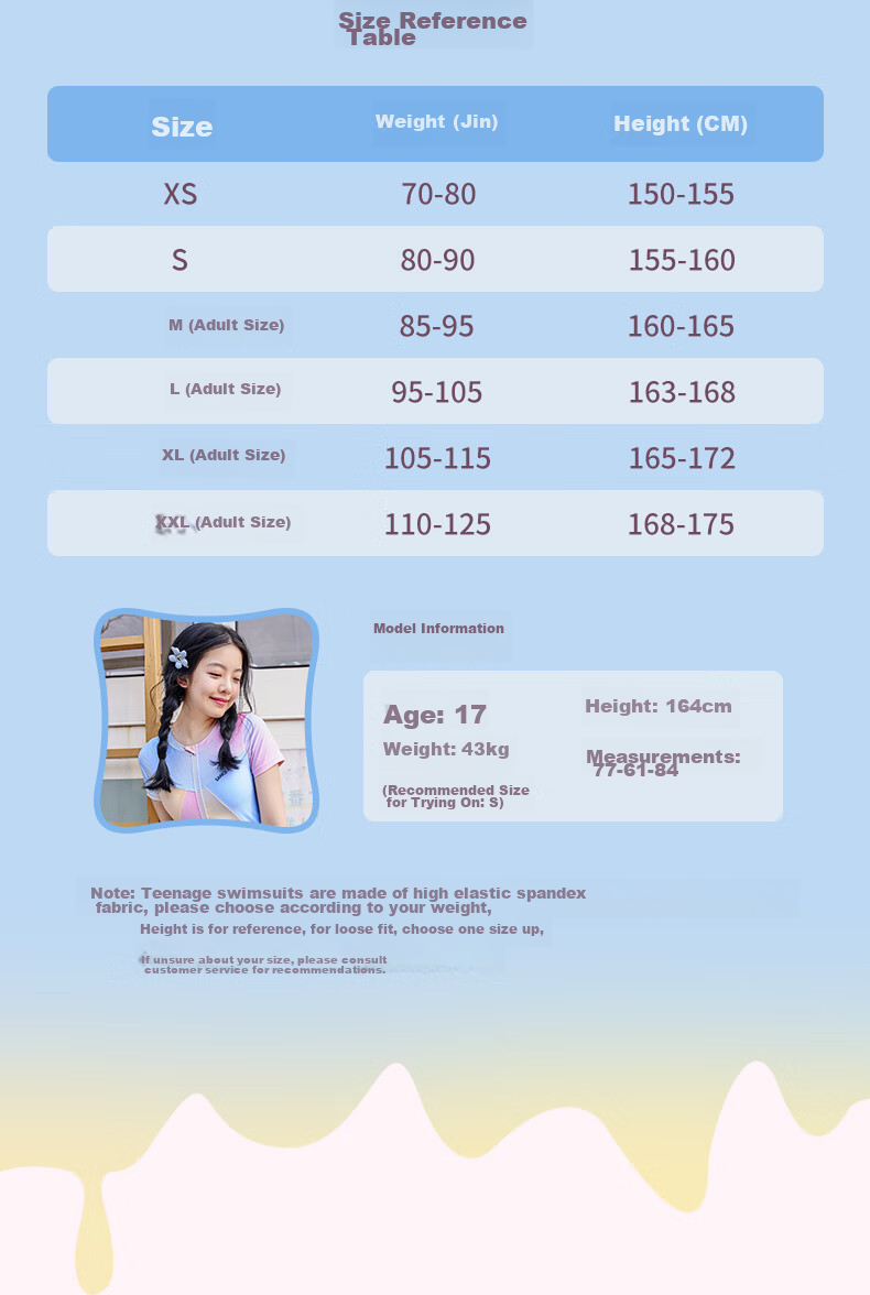 Sanqi One-Piece Swimsuit Dress for Women, Cute And Conservative New Style Swimwear for Middle School Girls, Suitable for Hot Springs And Swimming, Light Blue, Size M 8
