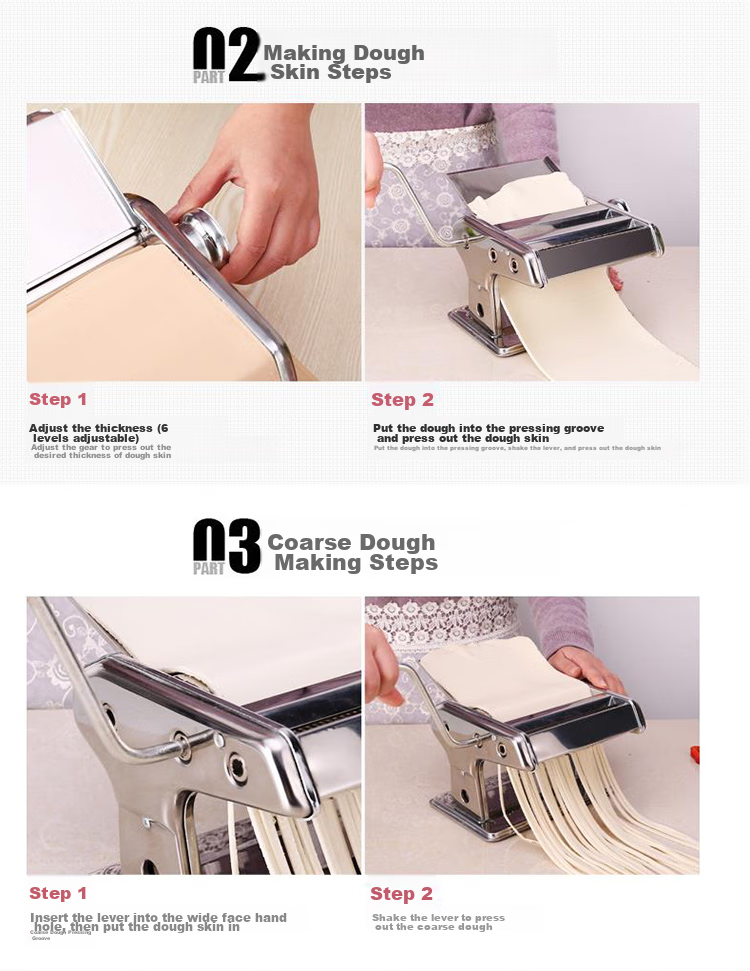 Joyoung Small Household Pasta Maker Stainless Steel Hand-Crank Noodle Machine Multi-Purpose Dough Roller And Cutter JYN-YM1 4