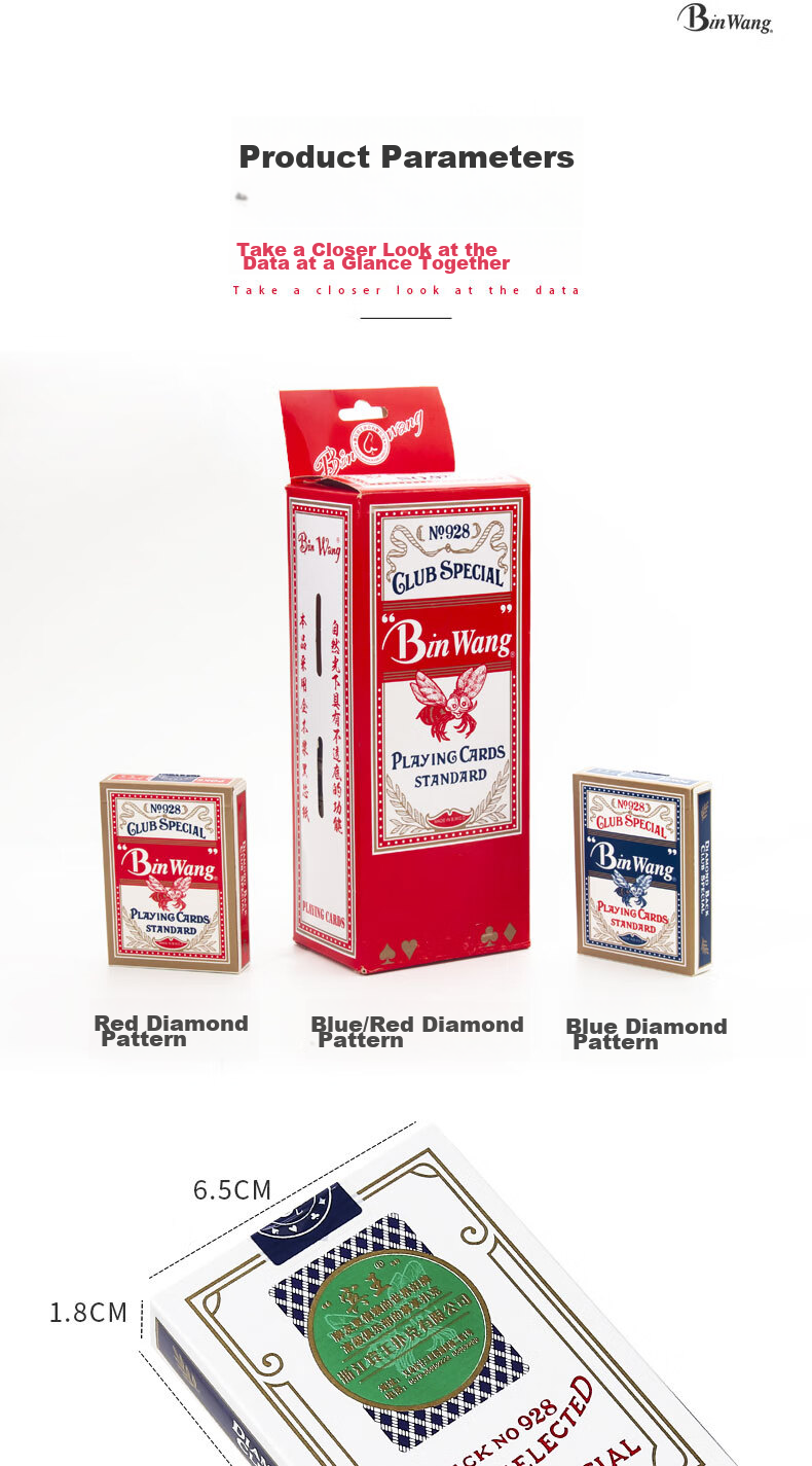 Binwang Playing Cards Wholesale, High-Quality, Economical, Durable Entertainment Poker Cards, Party Games, 8003 [Pack of 10 Decks] 10