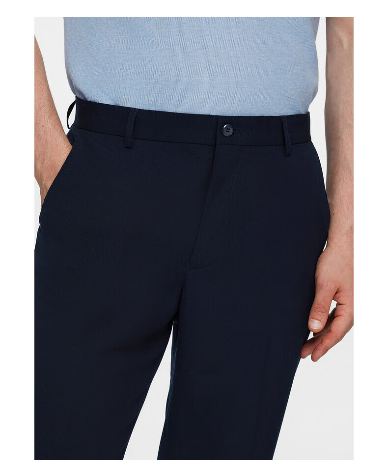 G2000 Men's Spring and Autumn Machine-Washable Easy-Care Crisp Four-Season Skin-Friendly Indigo Slim Fit Trousers 33 11