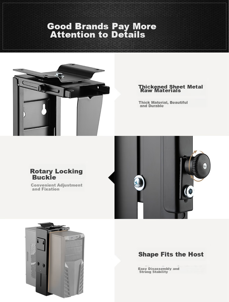 Brateck Beihu Computer Tower Stand, Desktop Computer Bracket, Adjustable Height Desktop Computer Case Stand, Desktop Storage Rack APK40(CPB-6) 9