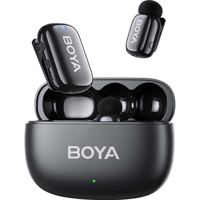 BOYA Mini Wireless Lavalier Microphone for Mobile Live Streaming, Outdoor Interviews, Short Video Cameras, AI Noise Reduction Dual Microphones, 3.5mm Versio