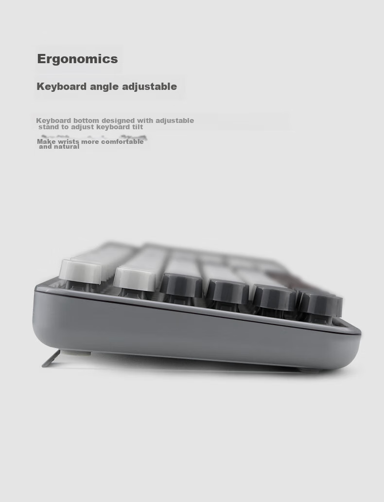 Rantopad RF104 Wireless Keyboard And Mouse Combo, Office Keyboard And Mouse Set, Retro Keyboard, Mouse, Full-Size 104-Key Set, Purple Mixed Color 6