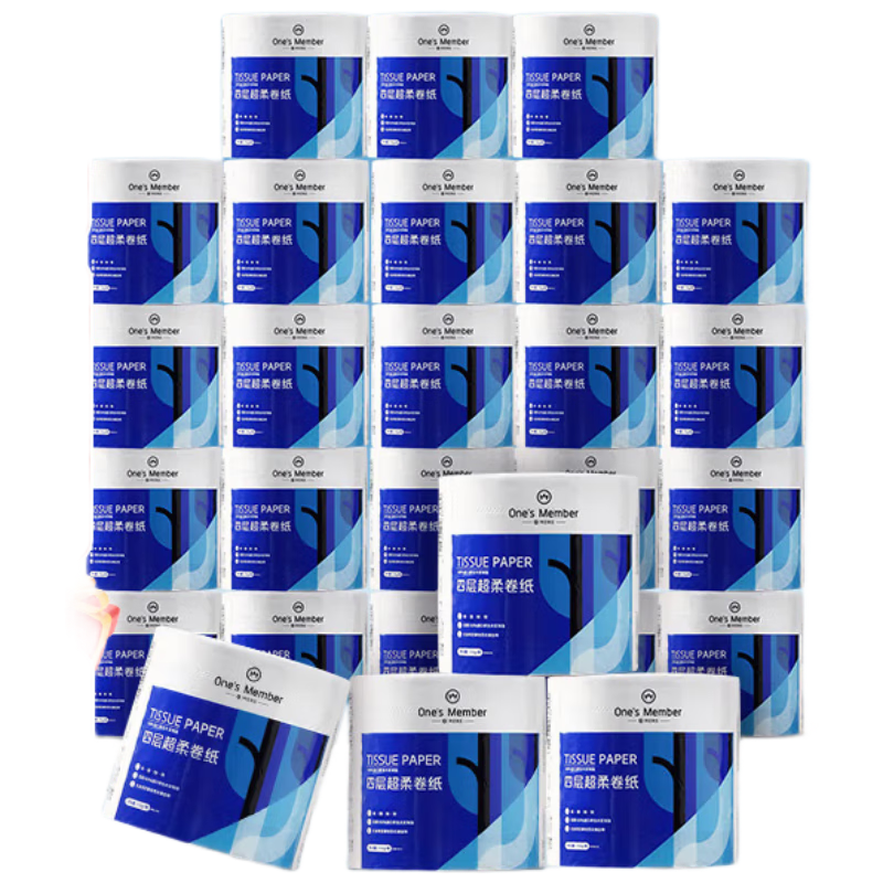 One's Member Four-Ply Ultra-Soft Toilet Paper, 200g*27 Rolls, Thickened Whole Box High-Weight Tissue Roll Paper