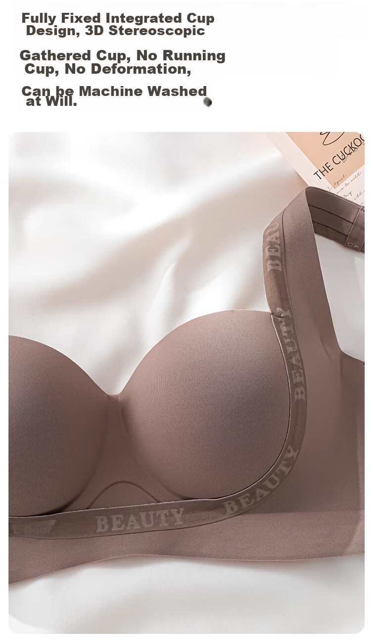 MiiOW Seamless Bra for Women, Push-Up Bra for Small Breasts, Lift And Support, Wireless, Sexy, Gathered Brassiere, Dark Brown, Size 36AB 15