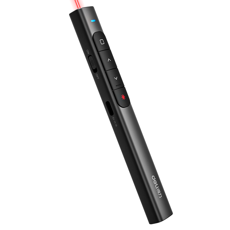 Deli Red Laser Pointer, Page Turner for Teachers' Lectures, PPT Page Turner, Projector Pointer, Laser Page Turner with Fast Charging, Wireless Presentation, Black MA120