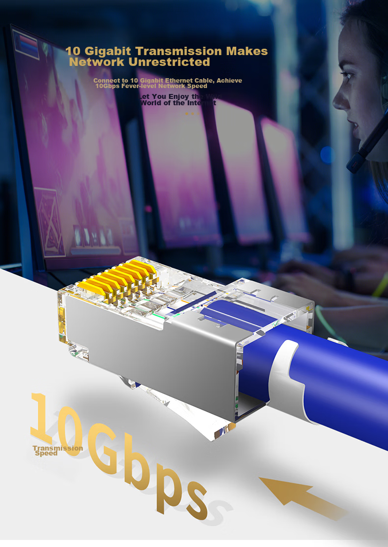MAXCENT Category 7 Crystal Head, Pure Copper Shielded Network Cable Connector, CAT7 Engineering-Grade 10 Gigabit Network Cable Connector, 10 Pieces MJP-C71013 3