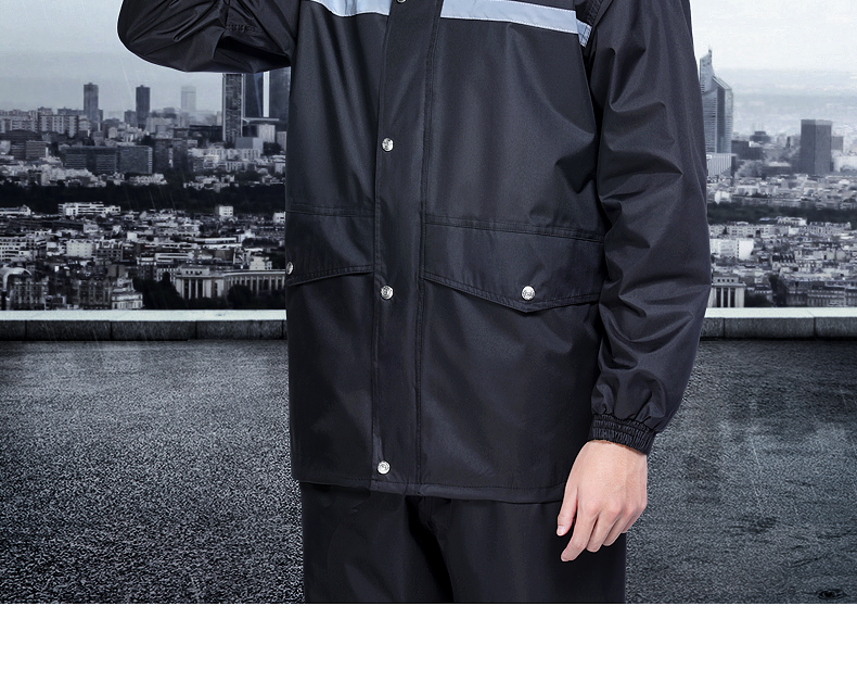 Beimei Raincoat And Rain Pants Set, Thickened Two-Piece Cycling Adult Double-Layer Motorcycle Rainwear for Men And Women, Waterproof Delivery Suit 3