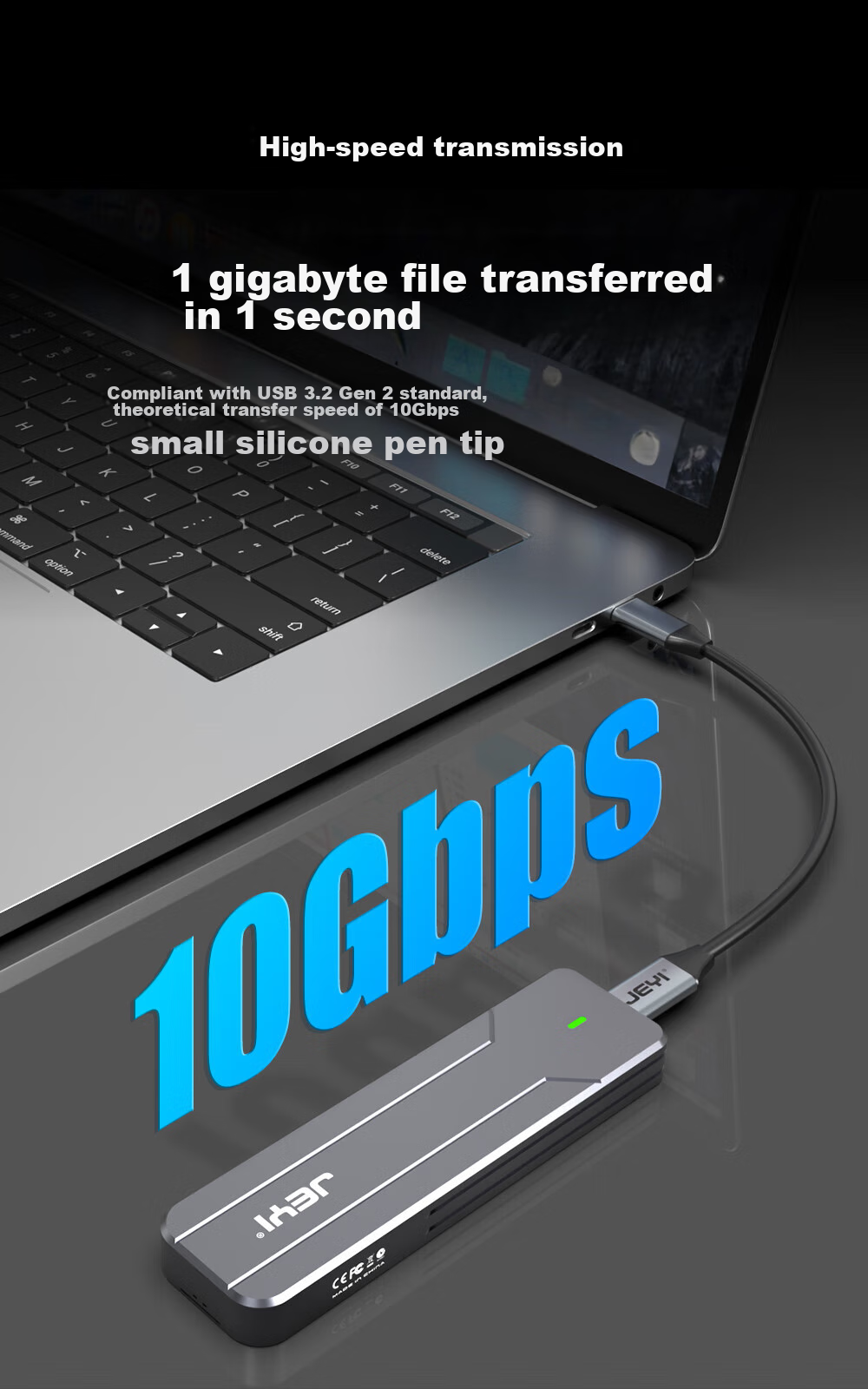 JEYI High-Speed Cooling Portable Hard Drive Enclosure, MSATA Shockproof SSD Case, M SATA to Type-C External Enclosure, All-Aluminum Alloy Shell 4
