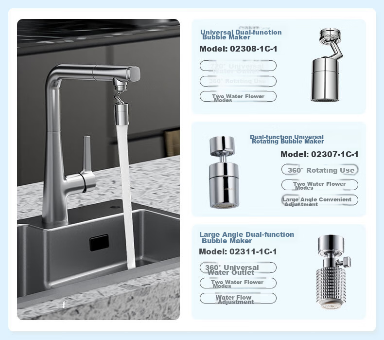 JOMOO Splash-Proof Filter, 720-Degree Omnidirectional Dual-Function Curved Foot Aerator Extension Head, 02308-1C 2