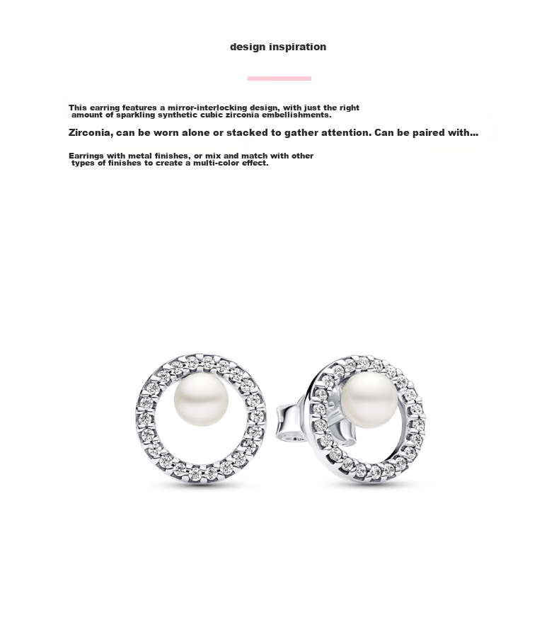 PANDORA Pearl-Encrusted Halo Stud Earrings, Classic Birthday Gift for Girlfriend 2