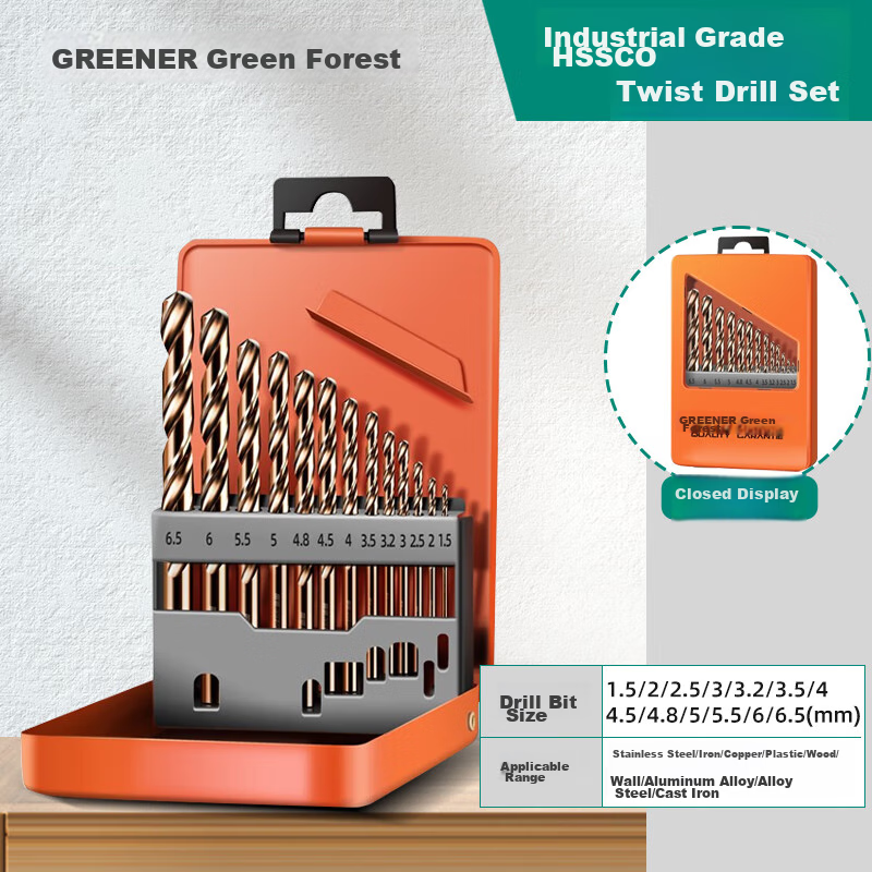 GREENER Stainless Steel Specialized Hole Punching Electric Drill Straight Shank Drill Bit Metal Quick Hole Twist Drill Bit Set