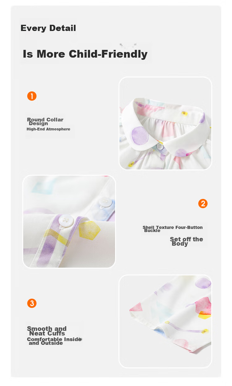 QQ DUCK Girls' Shirt Summer Children's Cute Lapel Short-Sleeve Youth Clothing Graffiti White; 140 8