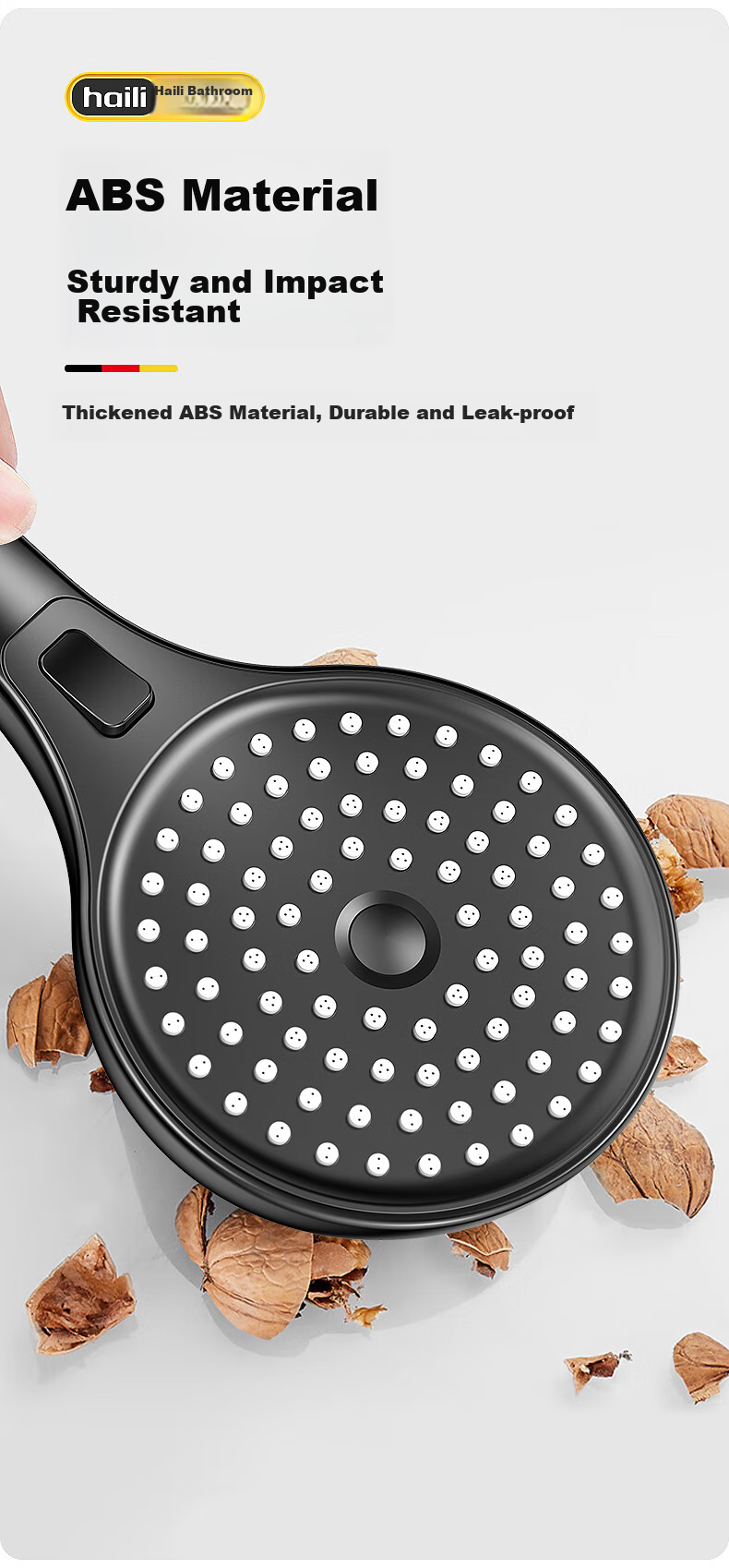 Haili German Large Panel Shower Pressure-Boosting Head, Bathroom Bathing High-Pressure Handheld Shower Head, Single Head ZH242 16