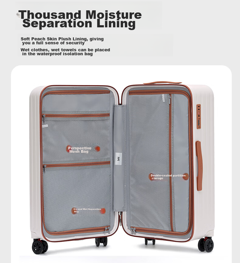 Lee High-Quality Large Capacity Thickened Suitcase, Trolley Case, Student Carry-On Luggage, Travel Password Lock Case, Aurora White, 28 Inches 14