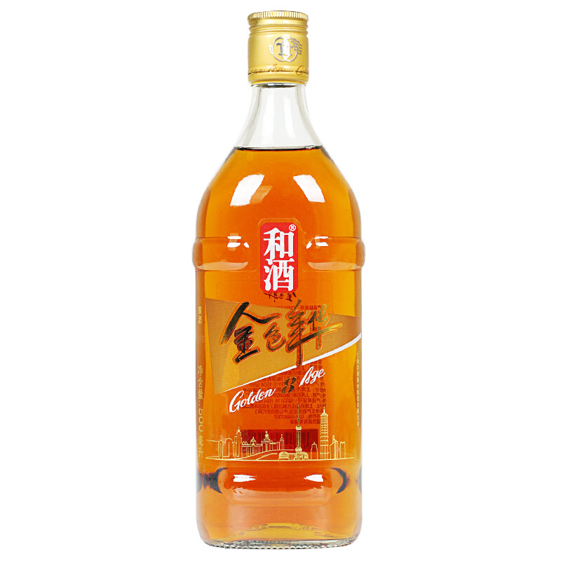和酒  上海老酒 八年陈 金色年华 半干型黄酒  500ml