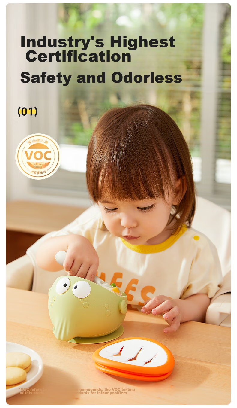 Huangchong Baby Food Bowl with Suction Base, Anti-Drop And Anti-Scalding Training Bowl for Infants And Children, Silicone Tableware for Learning to Eat 5