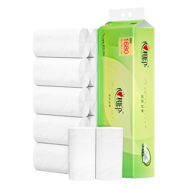 Mind Act Upon Mind Coreless Toilet Paper, Chayu Si Xiang 4-Ply 140g*12 Rolls Soft And Thick Skin-Friendly Flushable Toilet Paper (New And Old Packaging May Vary)