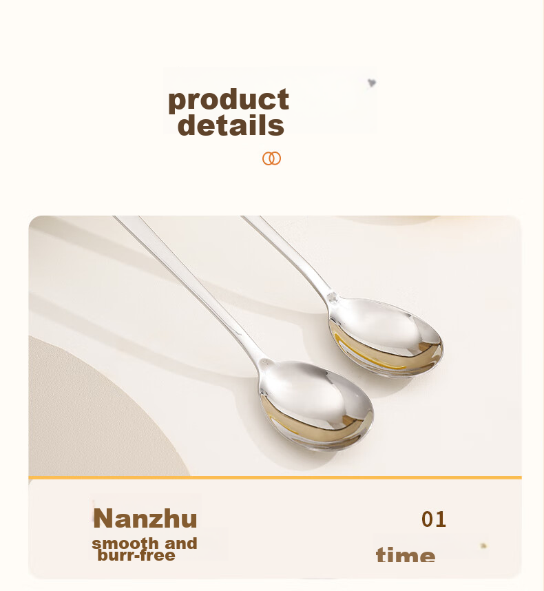 CAIZHI 304 Stainless Steel Spoons, Large Household Soup Spoons, Eating Spoons, Long-Handled Round Spoons, Set of 2, CZ6800 16