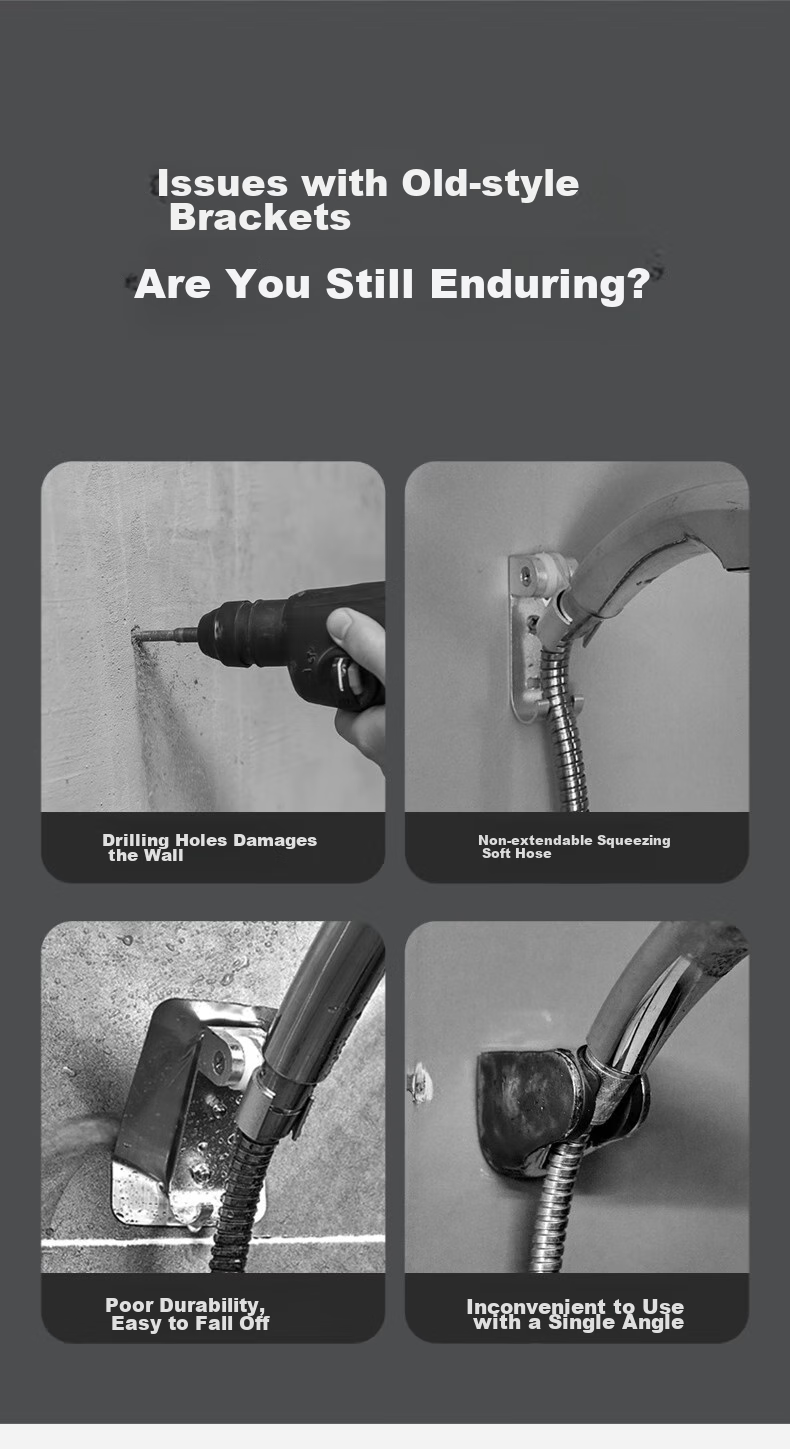 JEPPE Adjustable Shower Head Holder, No-Drill Shower Bracket, Universal Bathroom Shower Head Mount 4