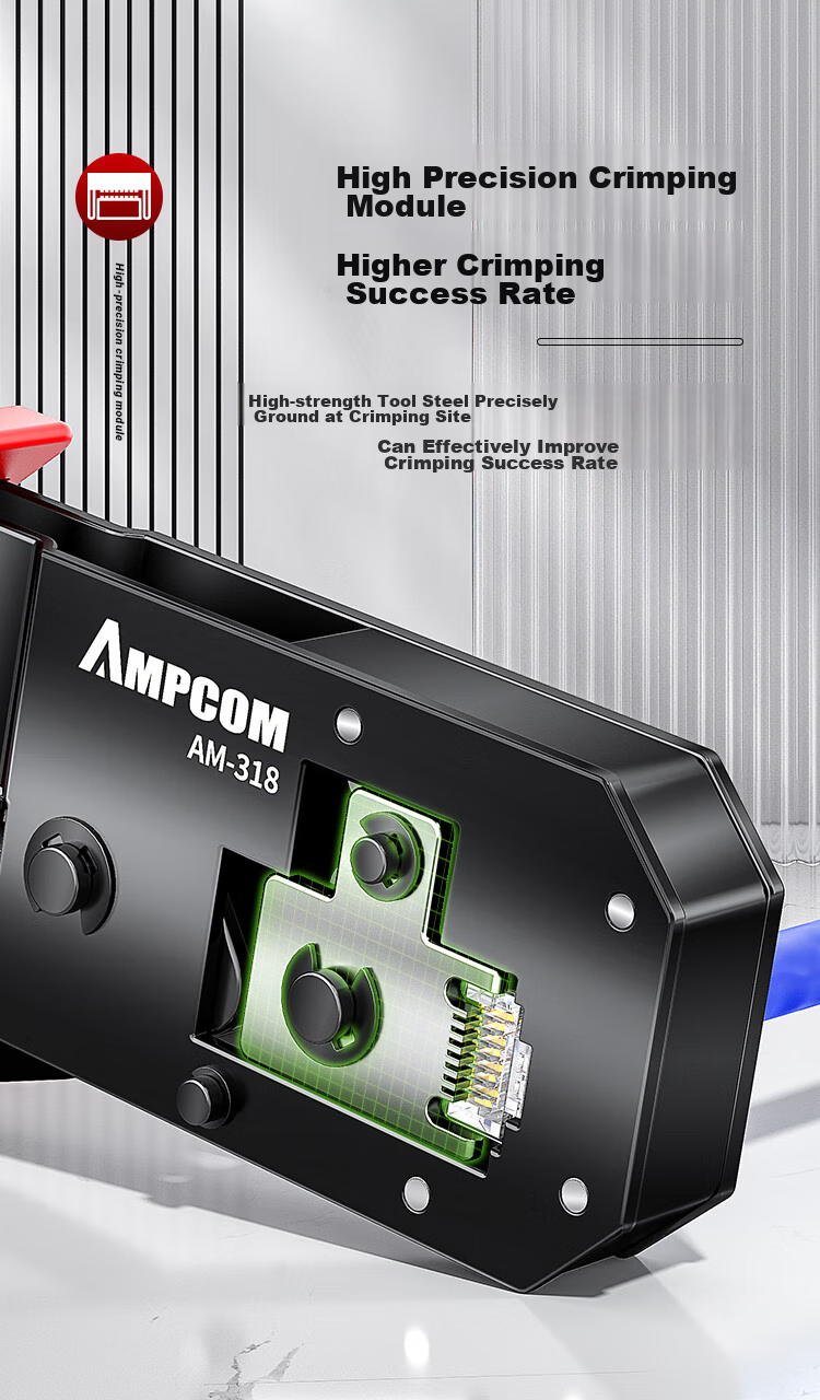 AMPCOM's Multifunctional Crystal Head Network Cable Crimper Blades, 8P6P4P Network Crimping Pliers, Wire Stripper Blades, 14*10mm, Pack of 10, AMDPS10 7
