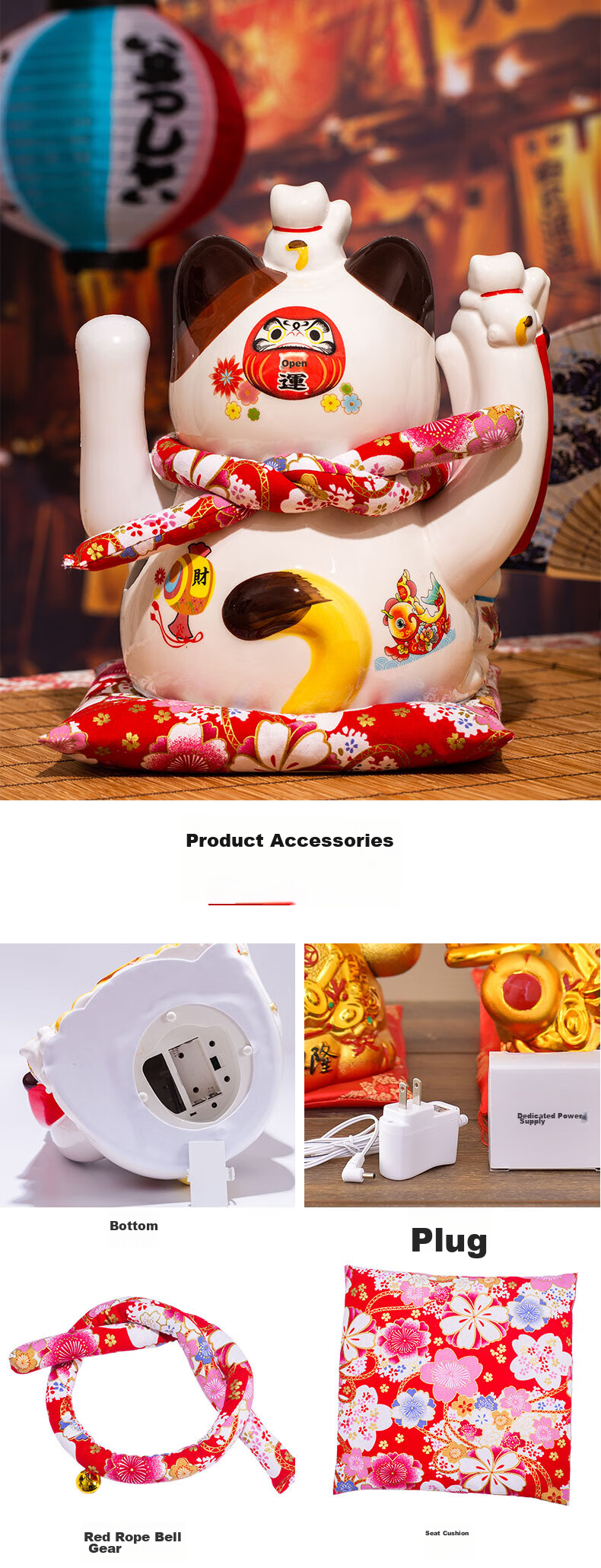 Youjialiangpin Lucky Cat, Automatic Waving Fortune Cat, Living Room Decoration, Business Opening Gift, Housewarming Present, 12-Inch Large Size in Gift Box 13