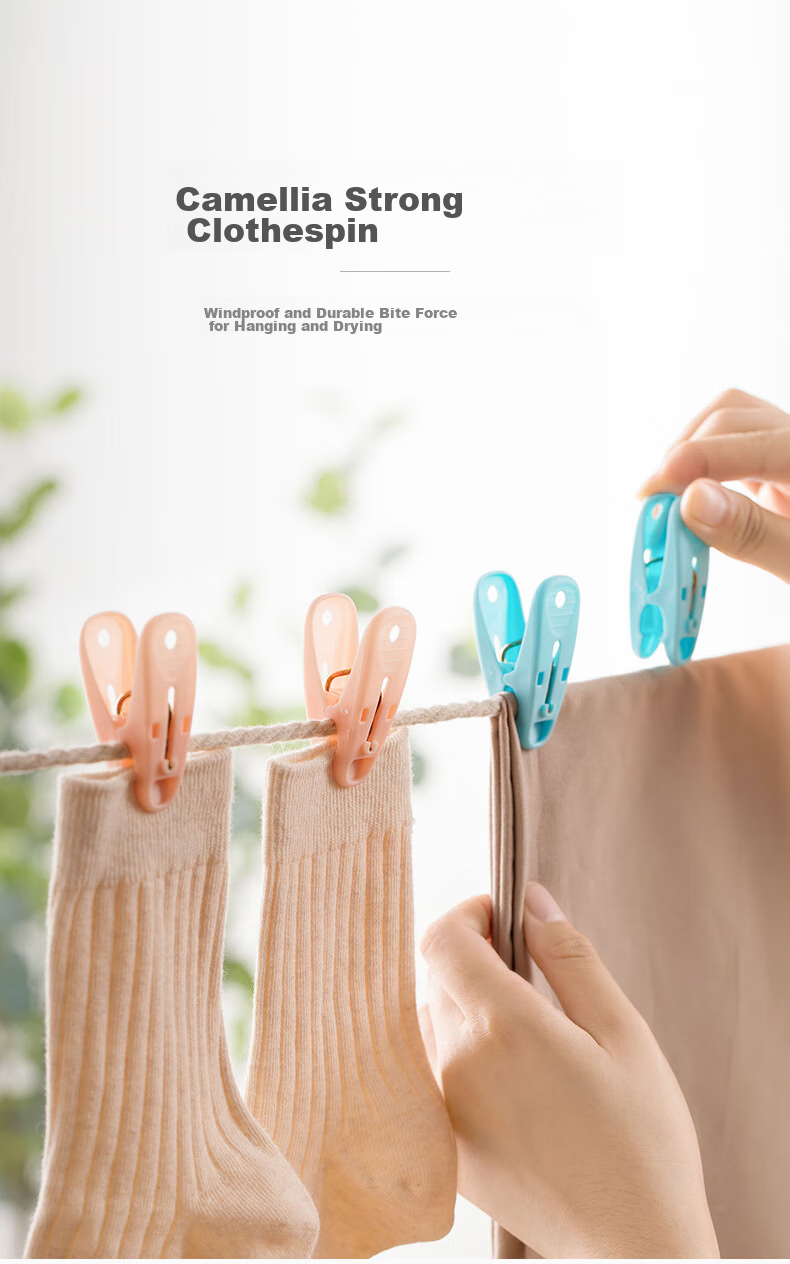 CHAHUA Clothes Hangers, Plastic Drying Clips, Fixed Clips for Socks, Windproof Clips for Clothes And Quilts, 24 Pieces 1