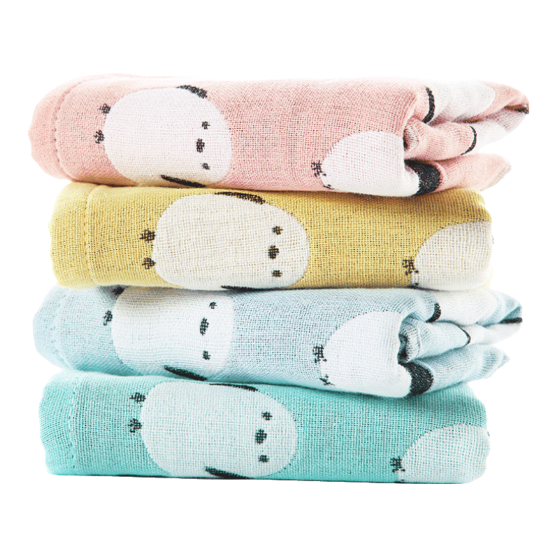 KING SHORE Class A Children's Ladies' Towel, Pure Cotton 100%, Face Washing Small Towel, Face Cloth, Five-Layer Non-Twist Jacquard, 4 Pieces Sports