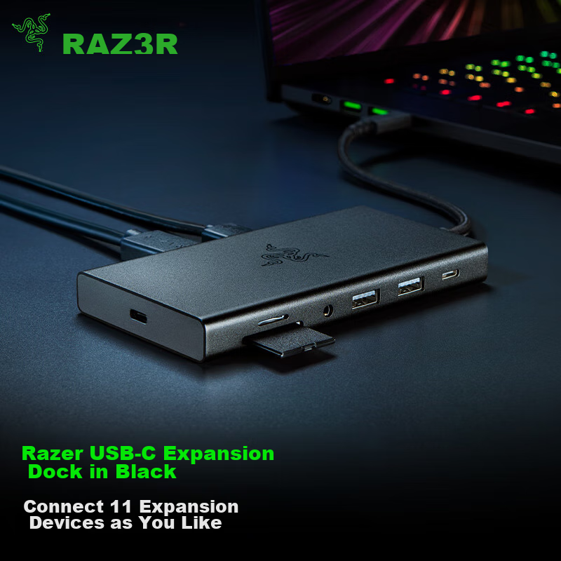 Razer USB-C Hub Adapter, Compatible with Mac, IPad, Laptops, HDMI Port, Black
