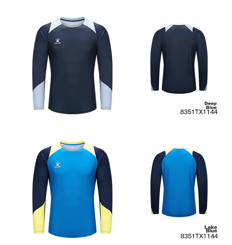 KELME Long-Sleeve Sports T-Shirt for Men, Fitness Soccer Training Top, Running Long Tee Round Neck Shirt, White, Size S 7