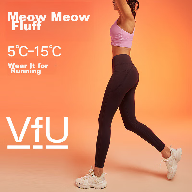 VFU Meowmeow Fleece Yoga Pants for Women, High-Waisted Butt-Lifting Sports Pants, Autumn And Winter Warm Fleece-Lined Fitness Pants, Plum Purple, Size L