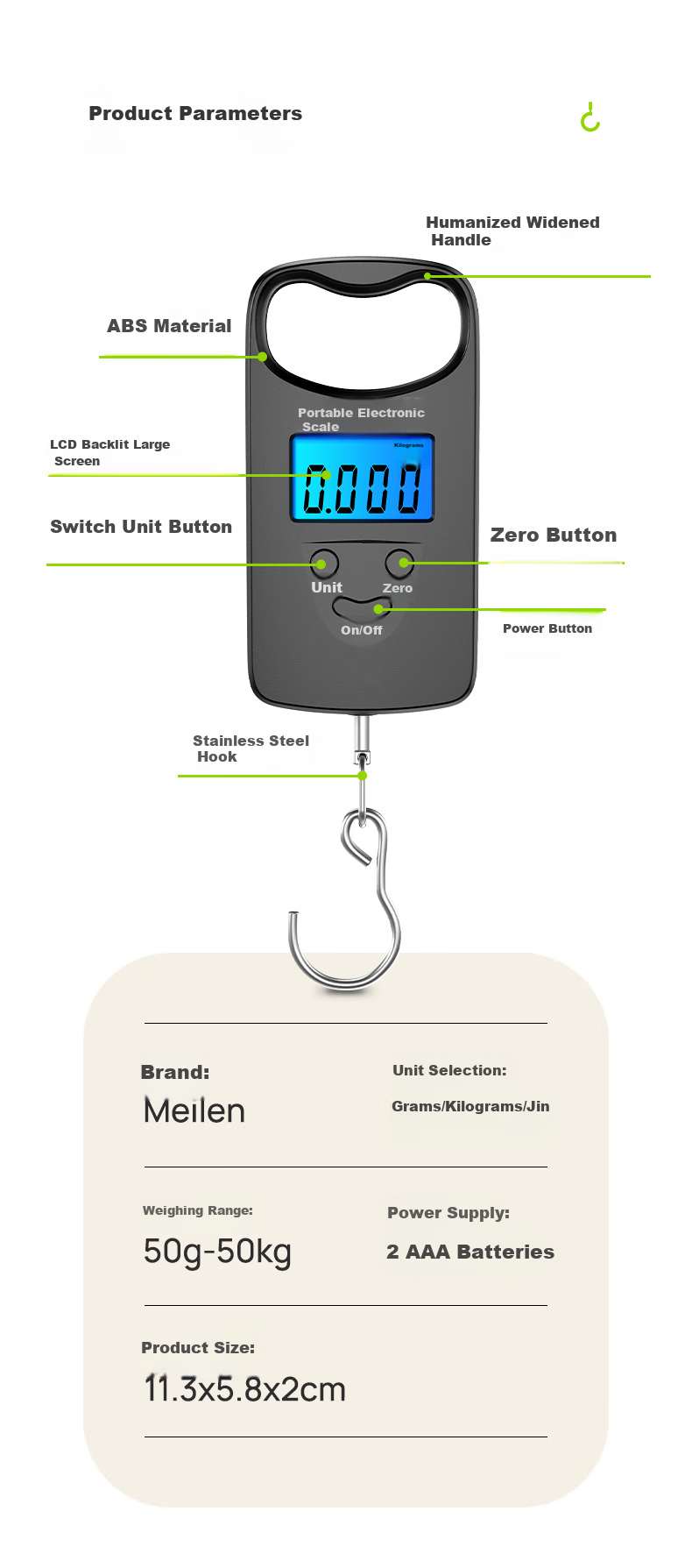 Meilen Handheld Scale, Electronic Scale, Portable High-Precision Weighing Scale, Mini Hanging Scale, Spring Scale, Luggage And Express Delivery Scale 14