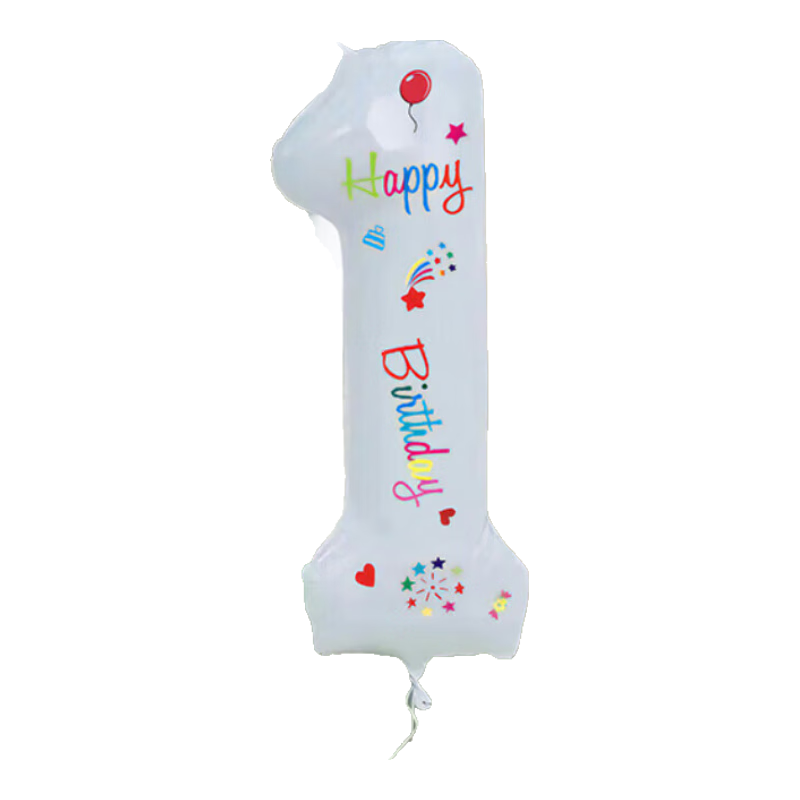 Duomeiyi Birthday Scene Decoration, Girl And Boy Birthday Number Balloons, 1-Year Children's Atmosphere Props, Party Decorations, White