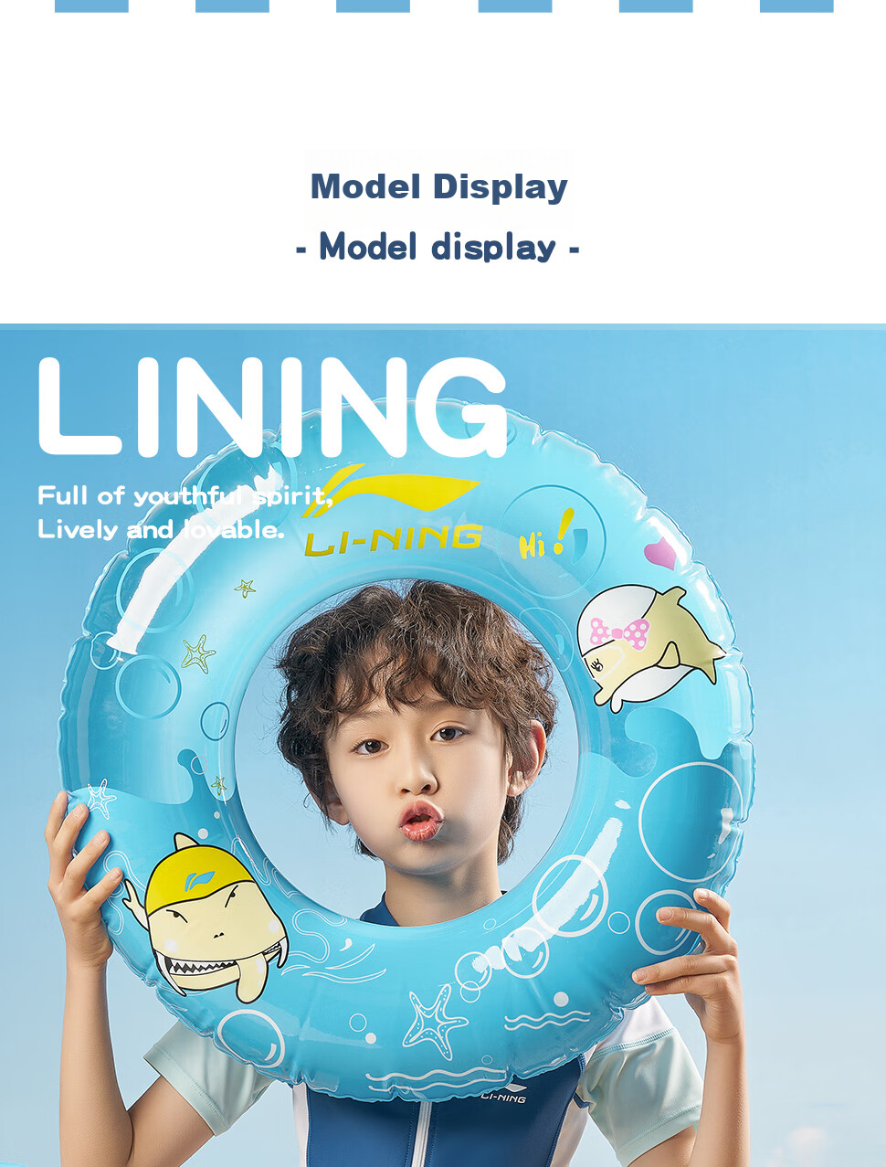 Li-Ning Children's Swimsuit, One-Piece Swimwear for Boys And Girls, Breathable Quick-Dry Surfing Suit, Model 926, Blue, Size 120 9