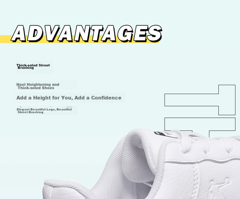 QIAODAN Women's Sneakers, Breathable Summer Sports Shoes, Casual Trendy Air Force One Style, Thick-Soled Height-Increasing White Shoes 10