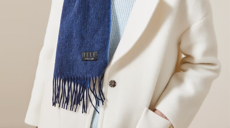 ELLE [Gift Box] 100% Wool Scarf for Women, Double-Sided Autumn And Winter Thick Warm Shawl Neck Wrap Gift Mid-Autumn Festival 27