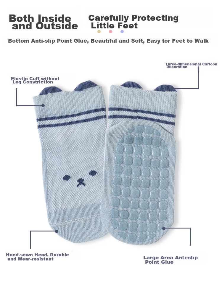 9I9 Baby Socks, Mesh Floor Socks, Glue-Dotted Non-Slip Socks, Children's Socks, Toddler Socks, 4 Pairs, 0-1 Year Old, A36 3