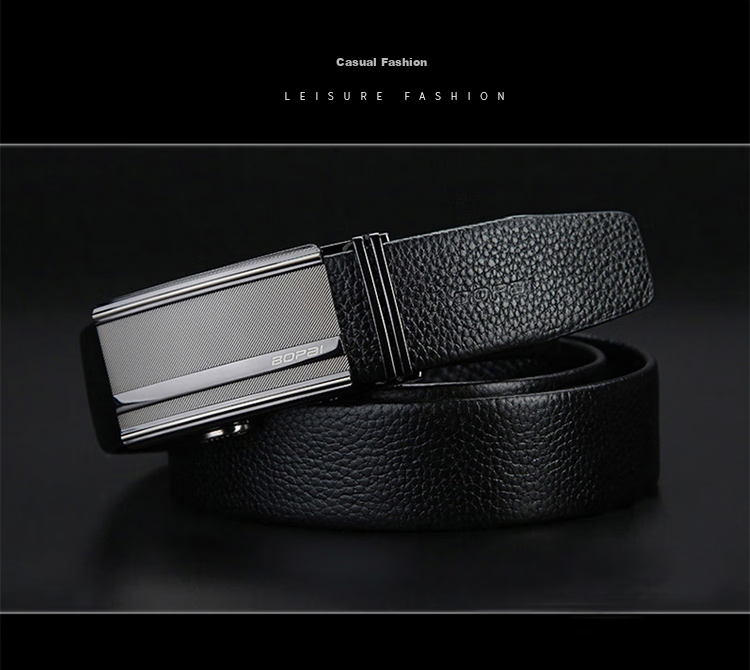 Bopai Genuine Leather Men's Belt with Automatic Buckle, Top-Grain Cowhide Waistband, Business Gift for Me 9