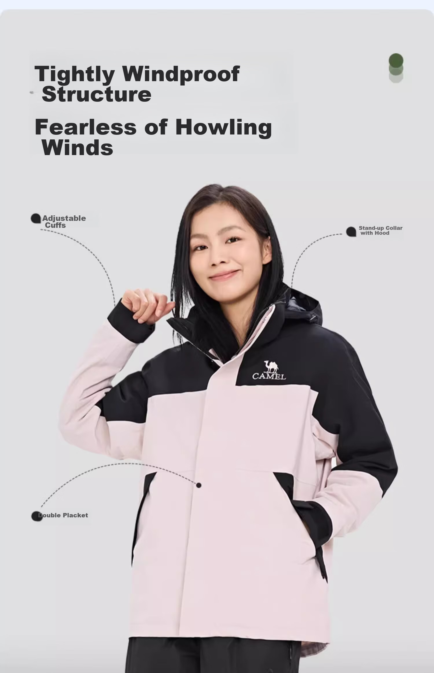 CAMEL 3-in-1 Waterproof Rainproof Mountaineering Jacket Unisex Outdoor Hiking Coat 11