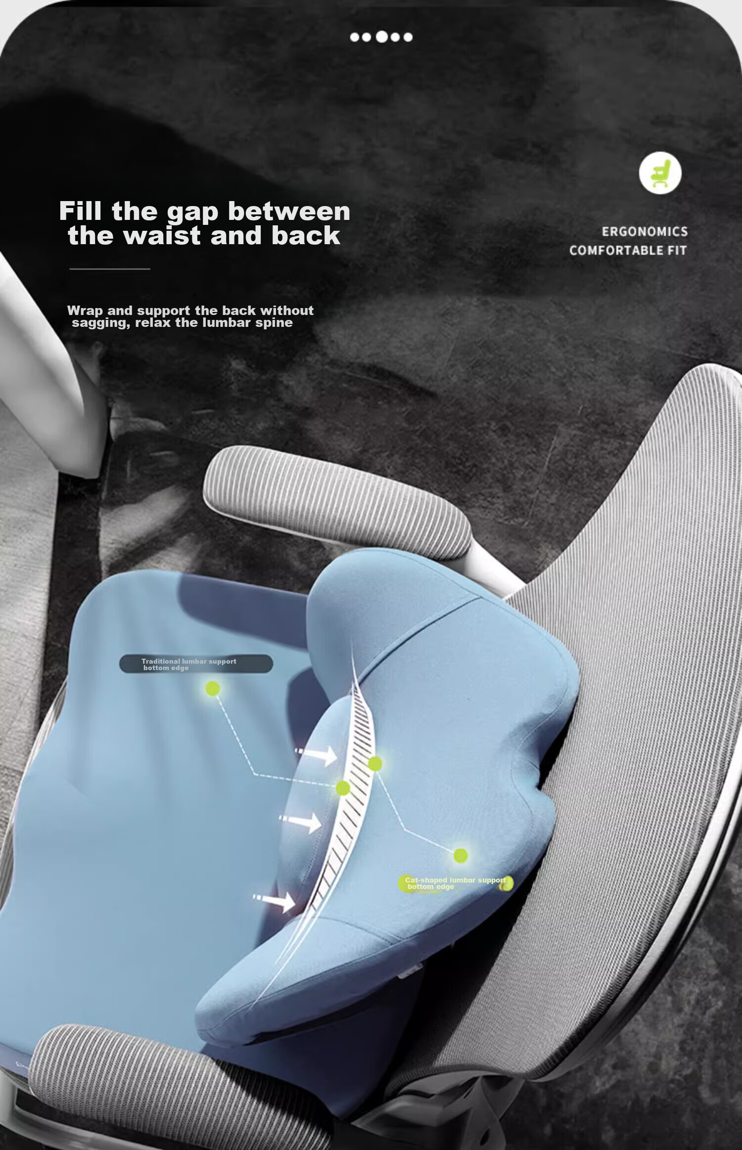Jingmao Lumbar Support Cushion, Office Chair Pad, Ergonomic Chair Backrest, Waist Support, Lumbar Protection Device 9