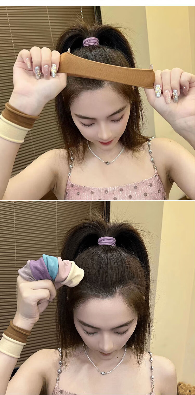 Liqing High-Elasticity Seamless Face Mask Hair Ties [10 Pieces], Mixed Color High Ponytail Hair Bands, Seamless Hair Ties, Hair Accessories 2