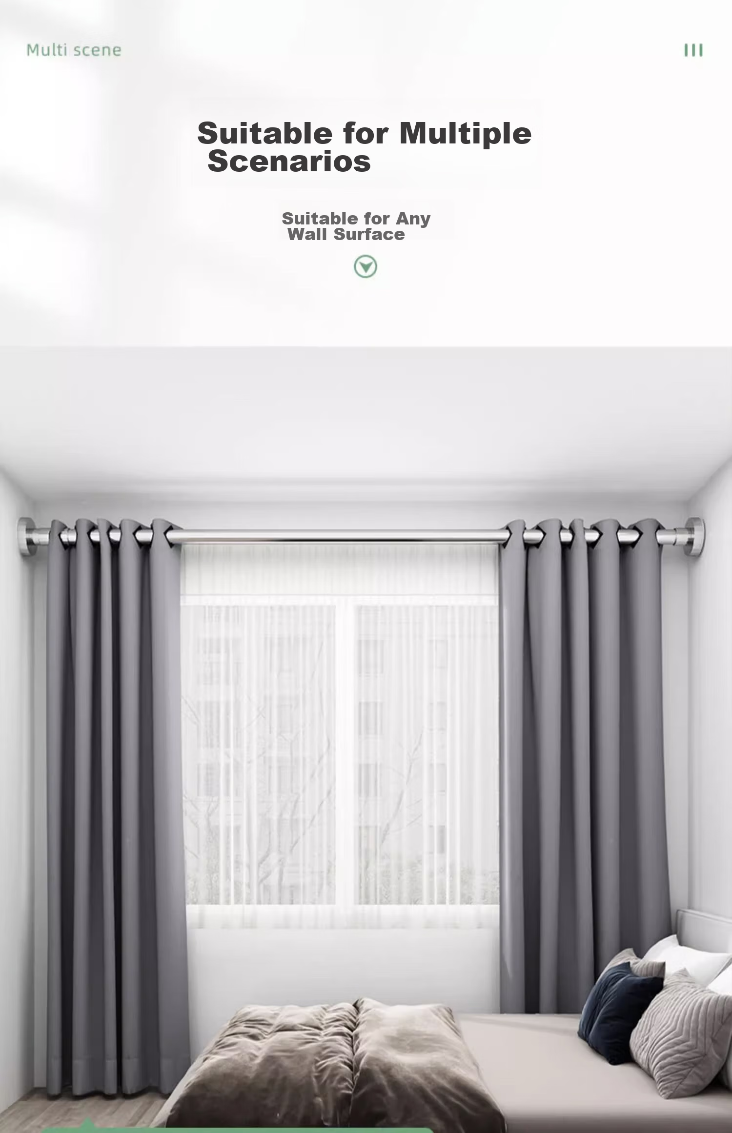 YOUQIN Retractable Drying Rod, No Drilling Required Support, Shower Curtain Rod, Bathroom Balcony Drying Rack, Roman Rod, Bathroom Curtain Rod 5