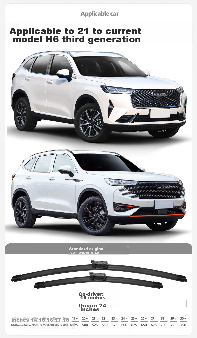 Deyun Boneless Car Wiper Blades, Quiet And Wear-Resistant Rubber Strips, for Great Wall Haval H6/21 to 25 Models, with Plug-In Interface 4