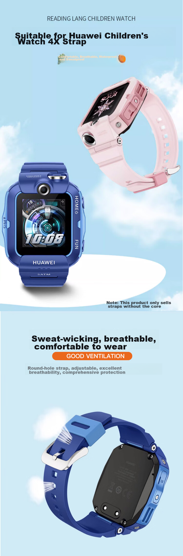 MAIKUQI Compatible with Huawei Children's Watch 4X Strap, Silicone Waterproof Sweatproof Detachable [Strap + Screwdriver Kit], Blue 1