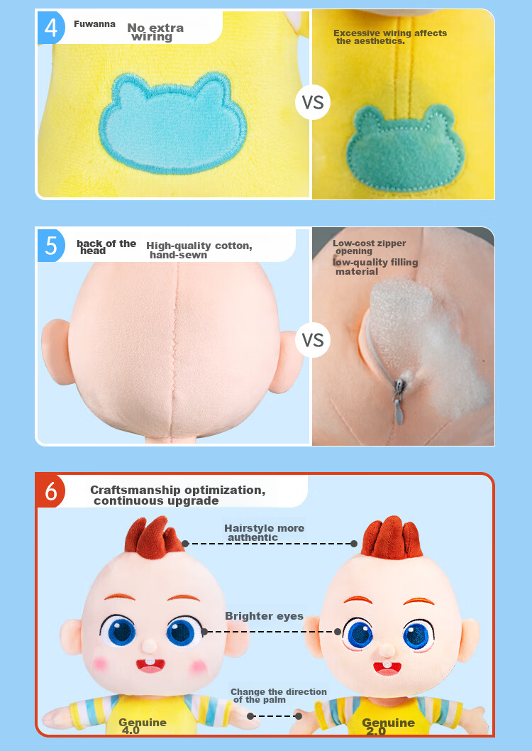 BabyBus, Zhuazhu Zhuwai Toys, Baby Zhuazhu JoJo Plush Doll, Soothing Toy for Sleep, Gift for 0-3 Years Old And First Birthday 14