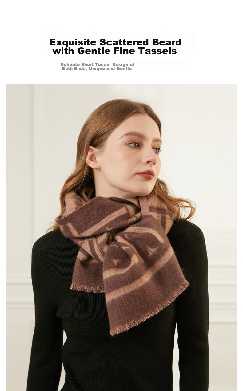 ELLE [Gift Box] 100% Wool Scarf for Men And Women, Autumn And Winter Warm Neck Warmer Shawl, Birthday Gift, Mid-Autumn Festival Present 8