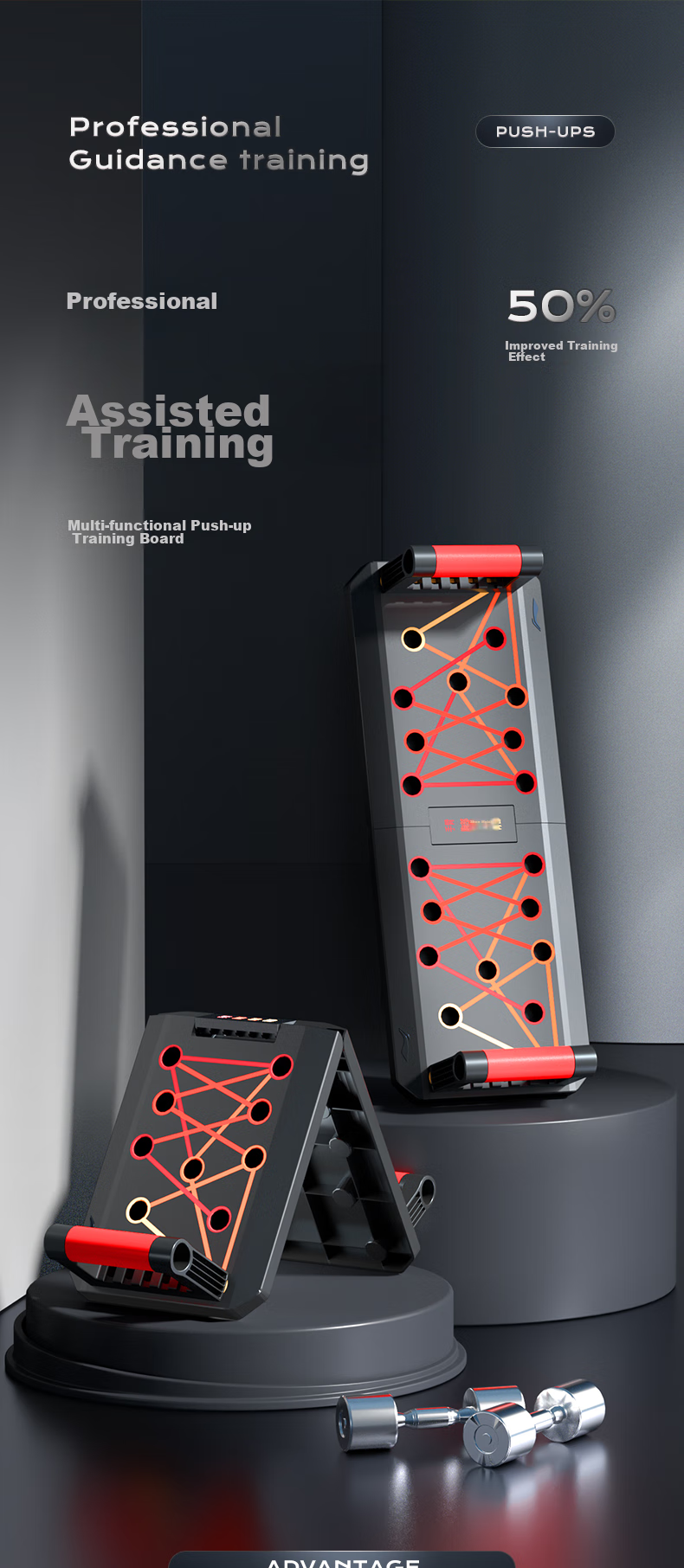 Li-Ning Push-Up Training Board, Portable Push-Up Stand for Home Fitness Equipment, Muscle Training Auxiliary Device 1